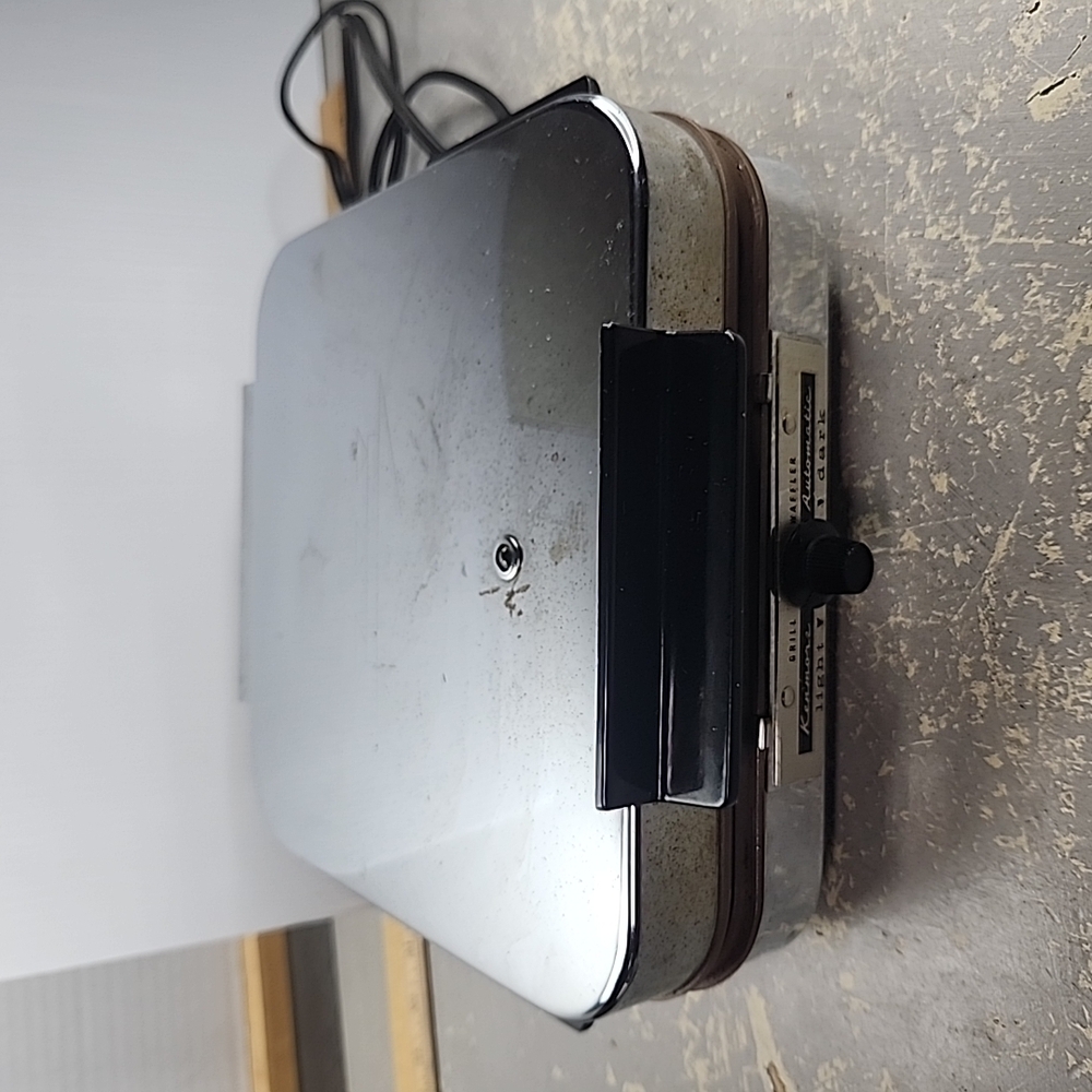 Vintage Sears Kenmore Chrome Automatic Grill Griddle Waffle Maker 6468